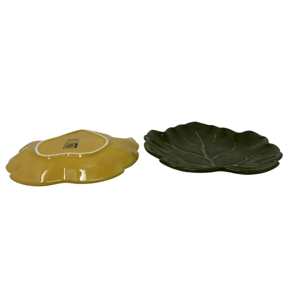 Tabletops Lifestyles Fruit Medley Leaf Plates Set 14 Hand Painted Ceramic